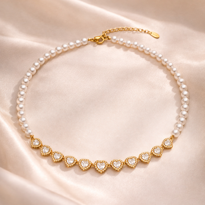 Halskette Tallin Heart Pearl