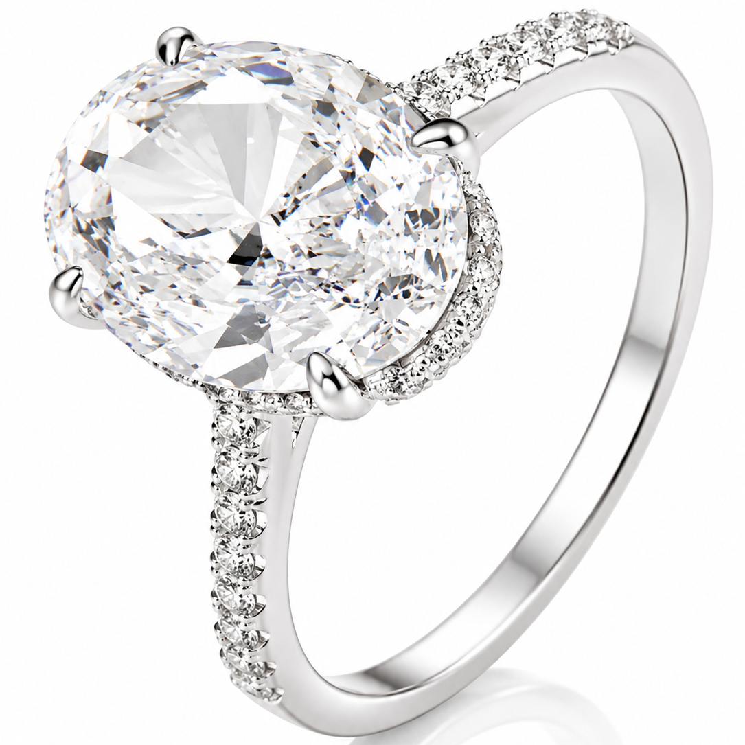Oval Diamond Dainty Band Ring