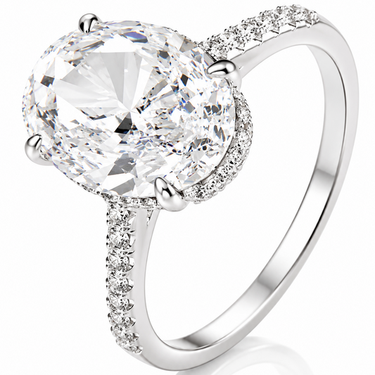 Oval Diamond Dainty Band Ring